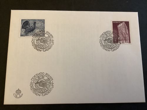 Tjädertupp och rökstenen FDC stämplat Rökstenen, facit 923-924