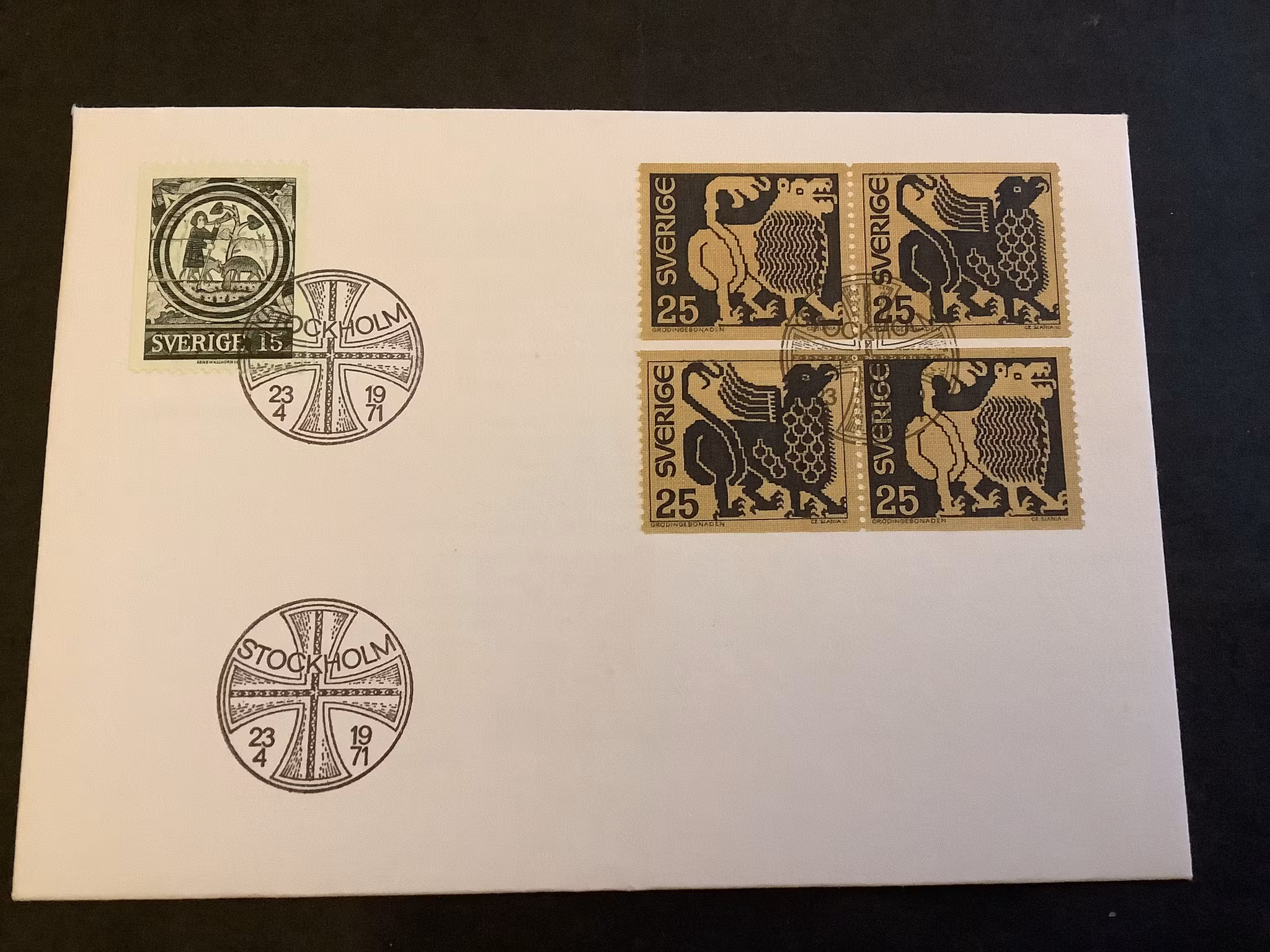 Rådamedaljong och Grödingebonaden FDC, facit 726-727