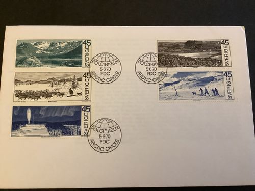 Polcirkeln FDC stämplat Artic Circle, facit 695-699