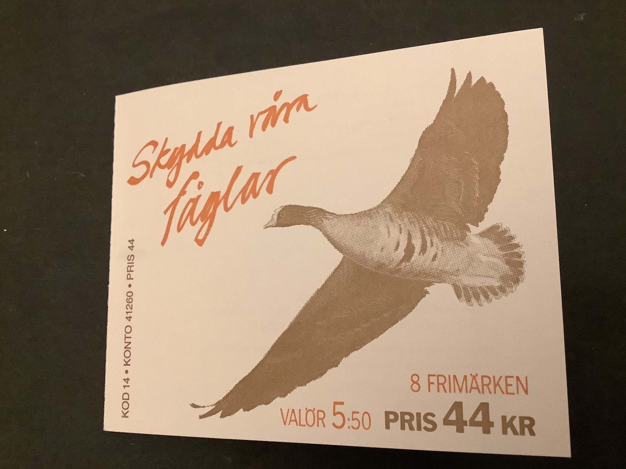 Skydda våra fåglar postfriskt häfte med cylindersiffra 2
