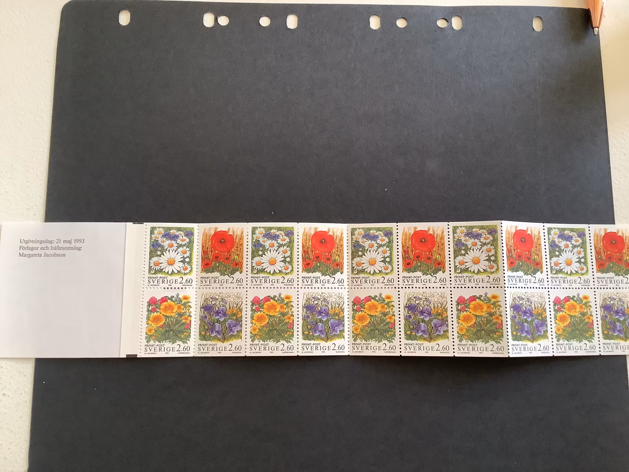 Rabattmärken XV Sommarblommor postfriskt häfte
