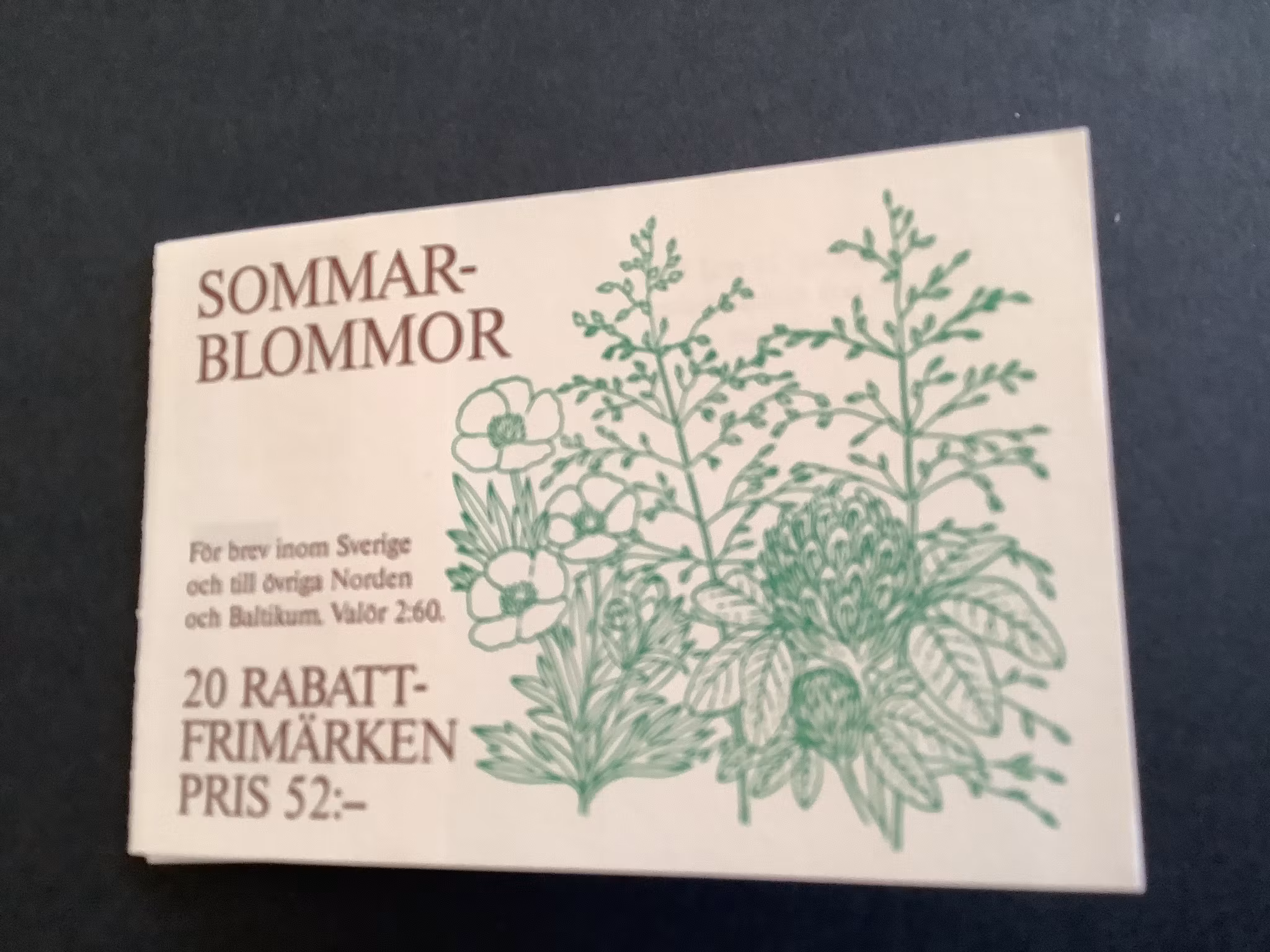 Rabattmärken XV Sommarblommor postfriskt häfte