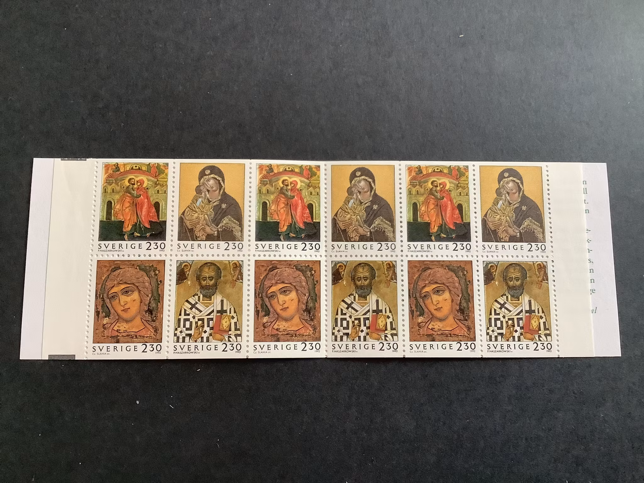 Inrikes julpost 1992 postfriskt häfte