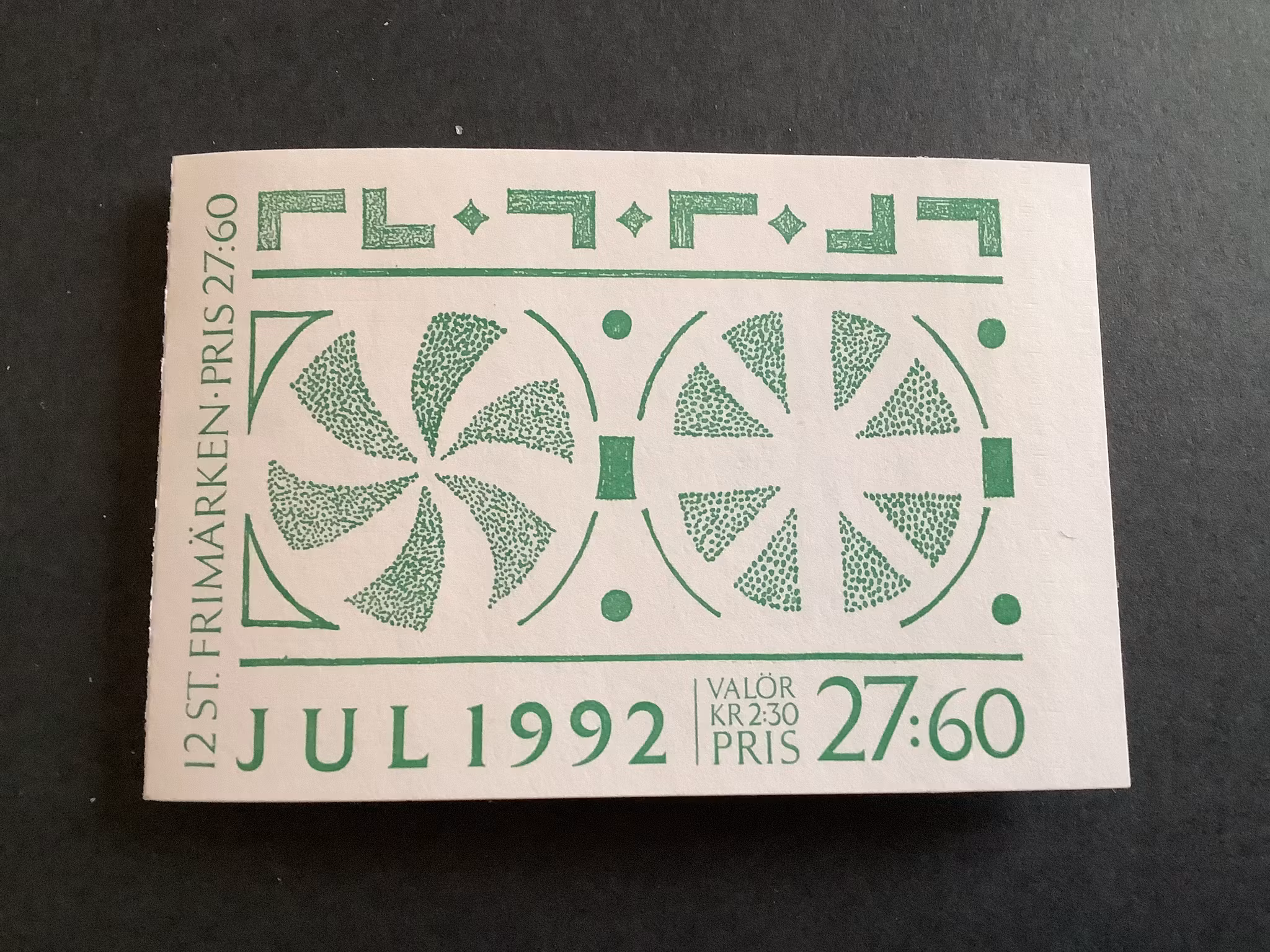 Inrikes julpost 1992 postfriskt häfte