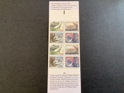 Förhistoriska djur 1992 postfriskt häfte med cylindersiffra 2