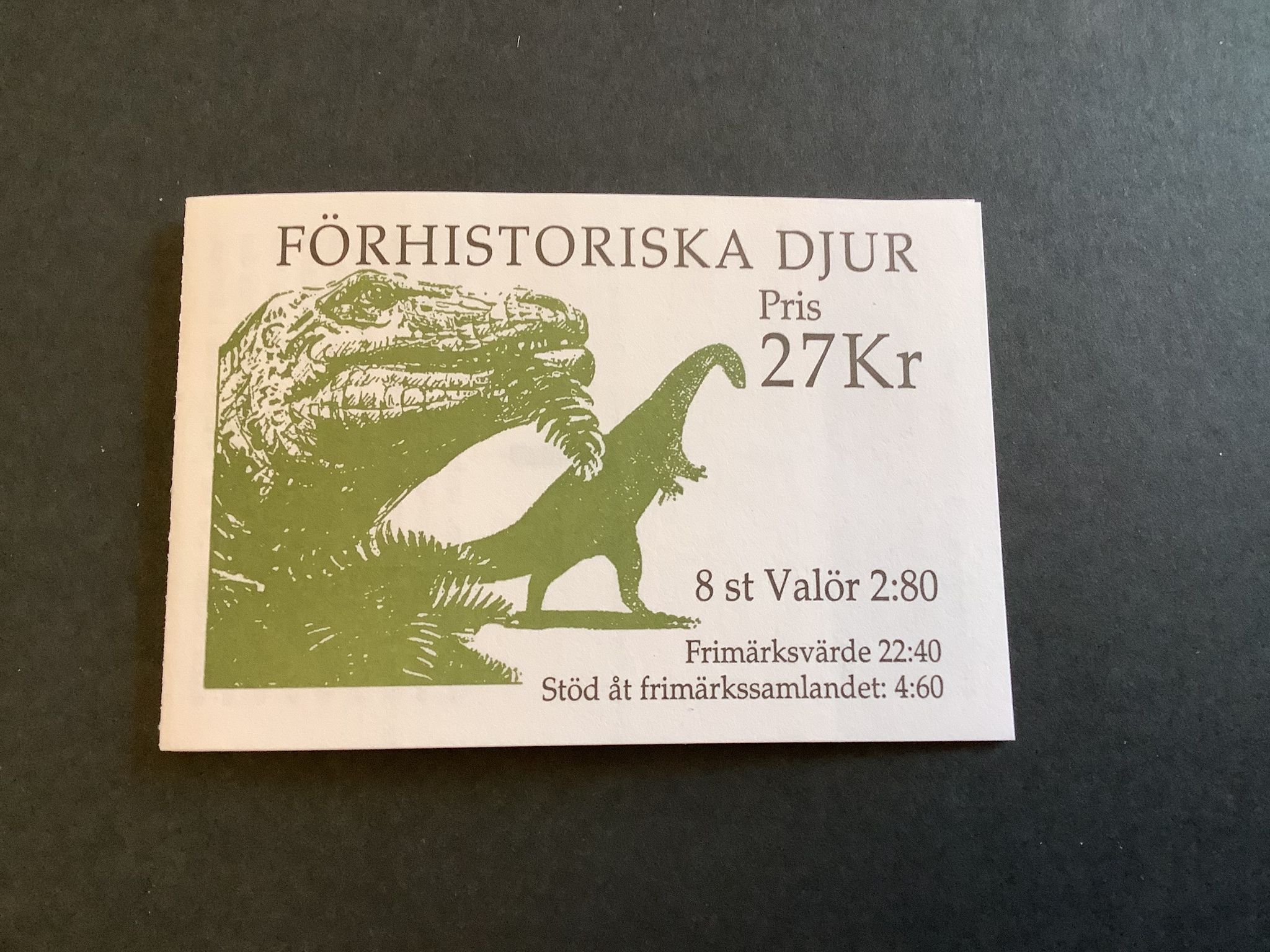 Förhistoriska djur 1992 postfriskt häfte med cylindersiffra 2