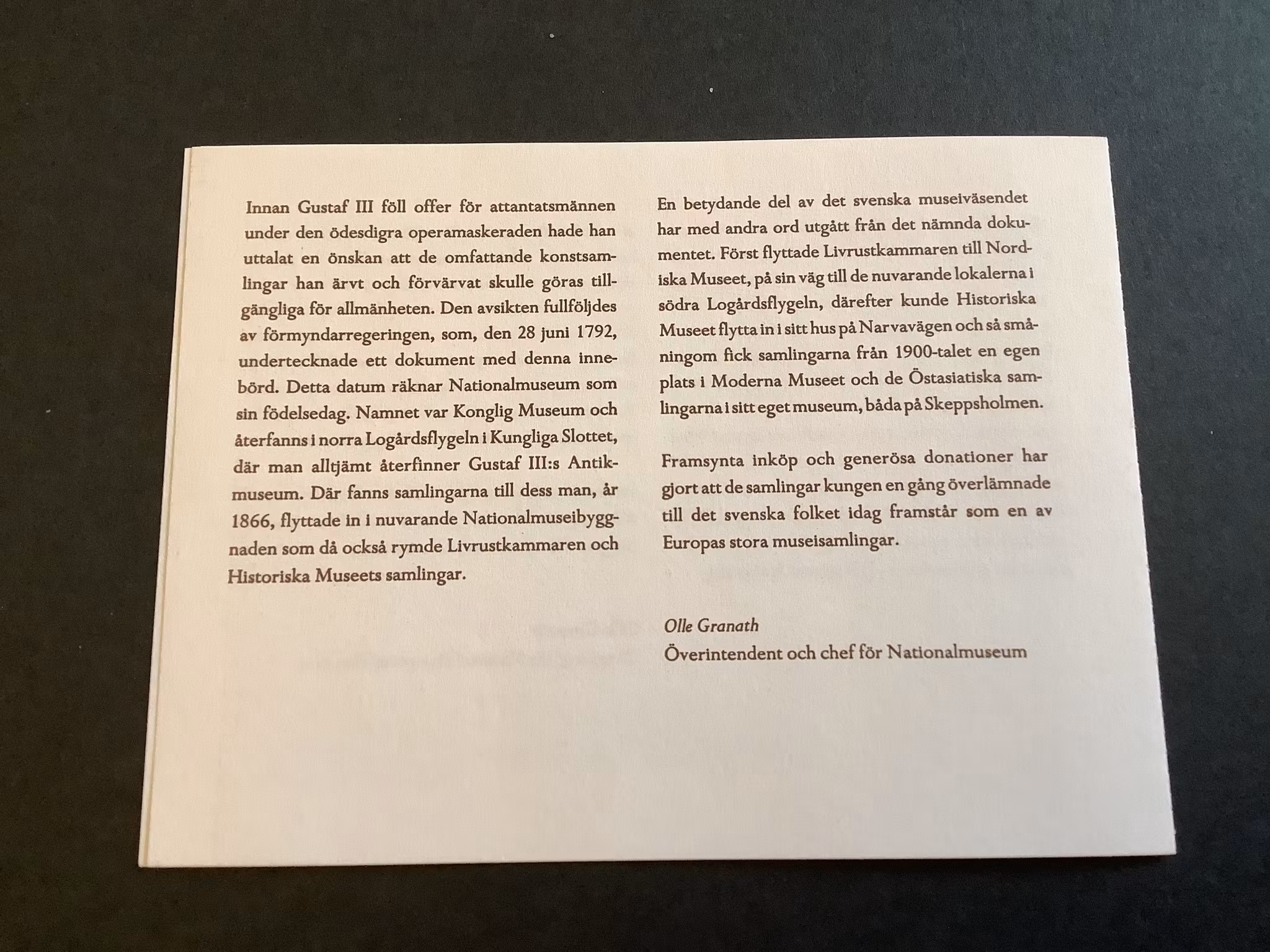Nationalmuseum 250 år 1992 postfriskt häfte
