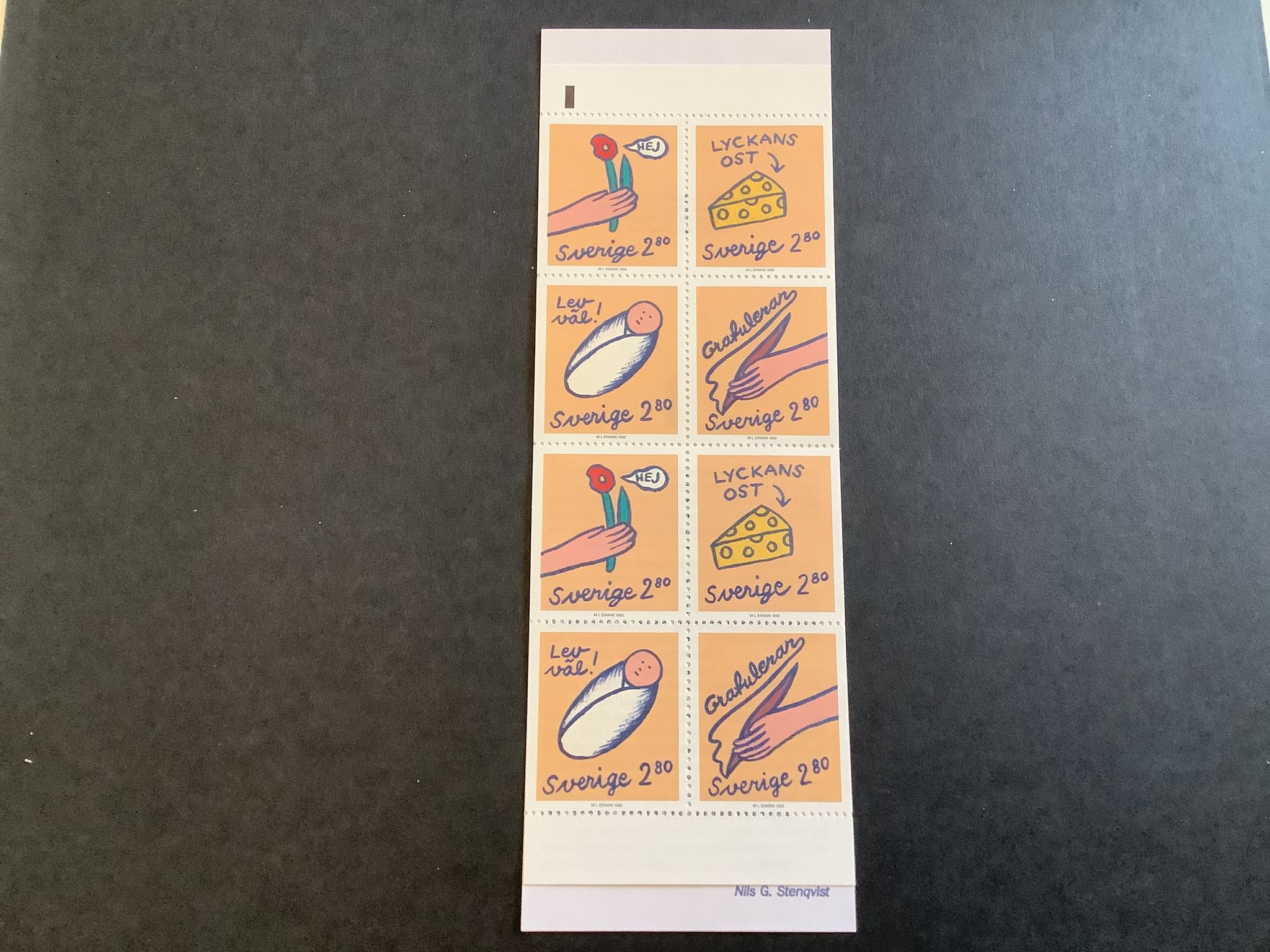 Hälsningsfrimärken I 1992 postfriskt häfte