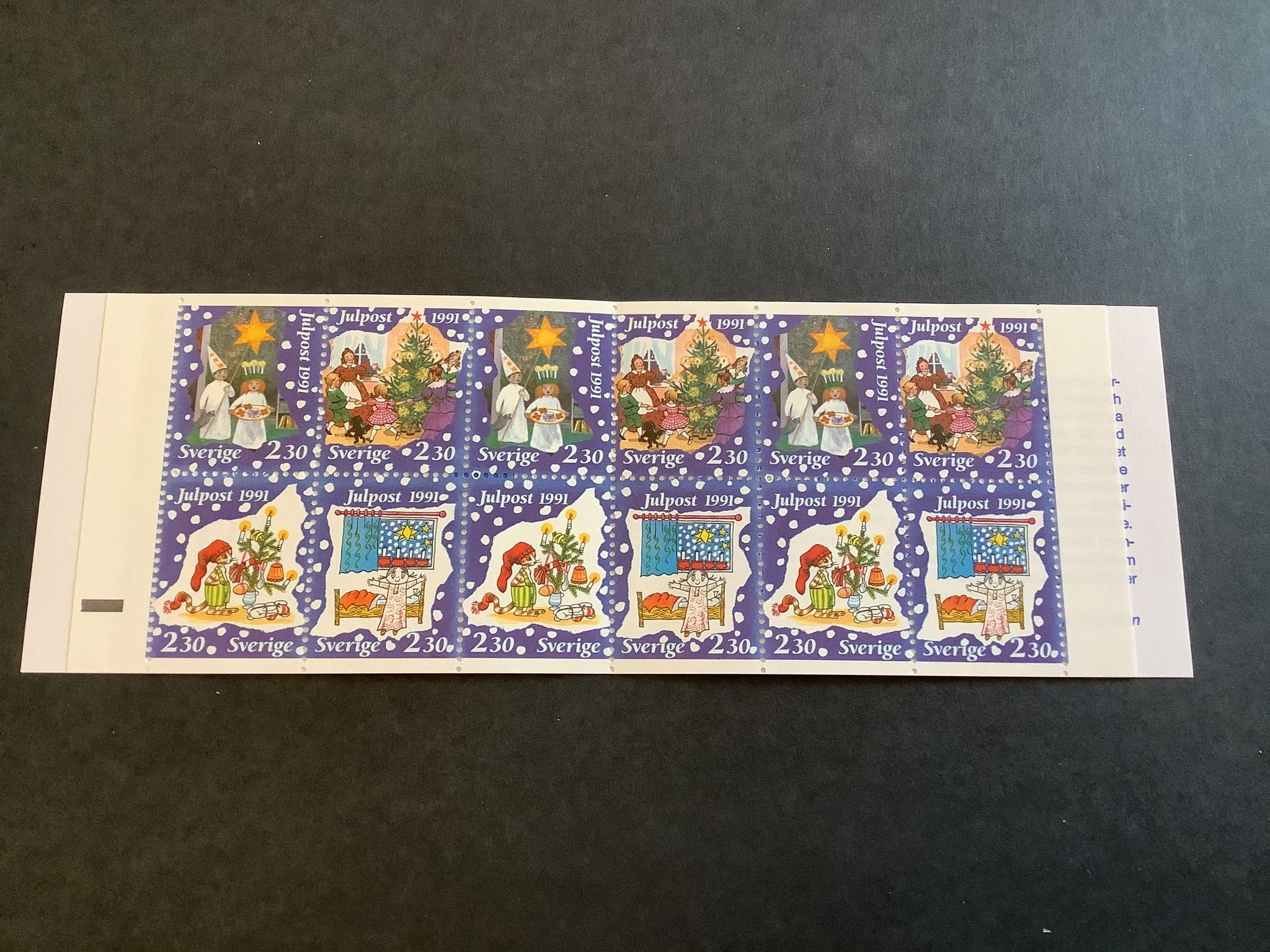 Inrikes julpost 1991 postfriskt häfte