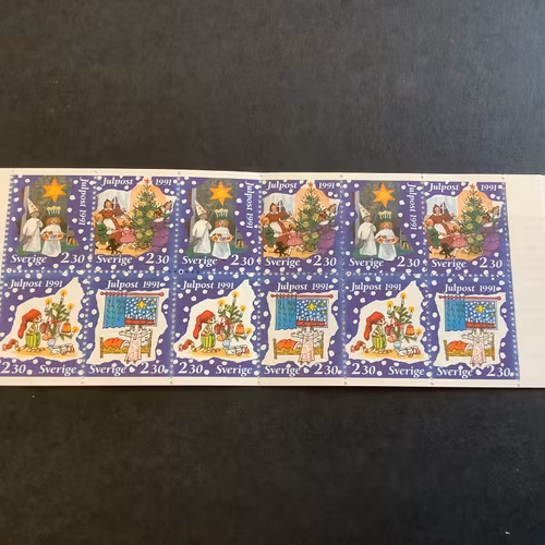 Inrikes julpost 1991 postfriskt häfte