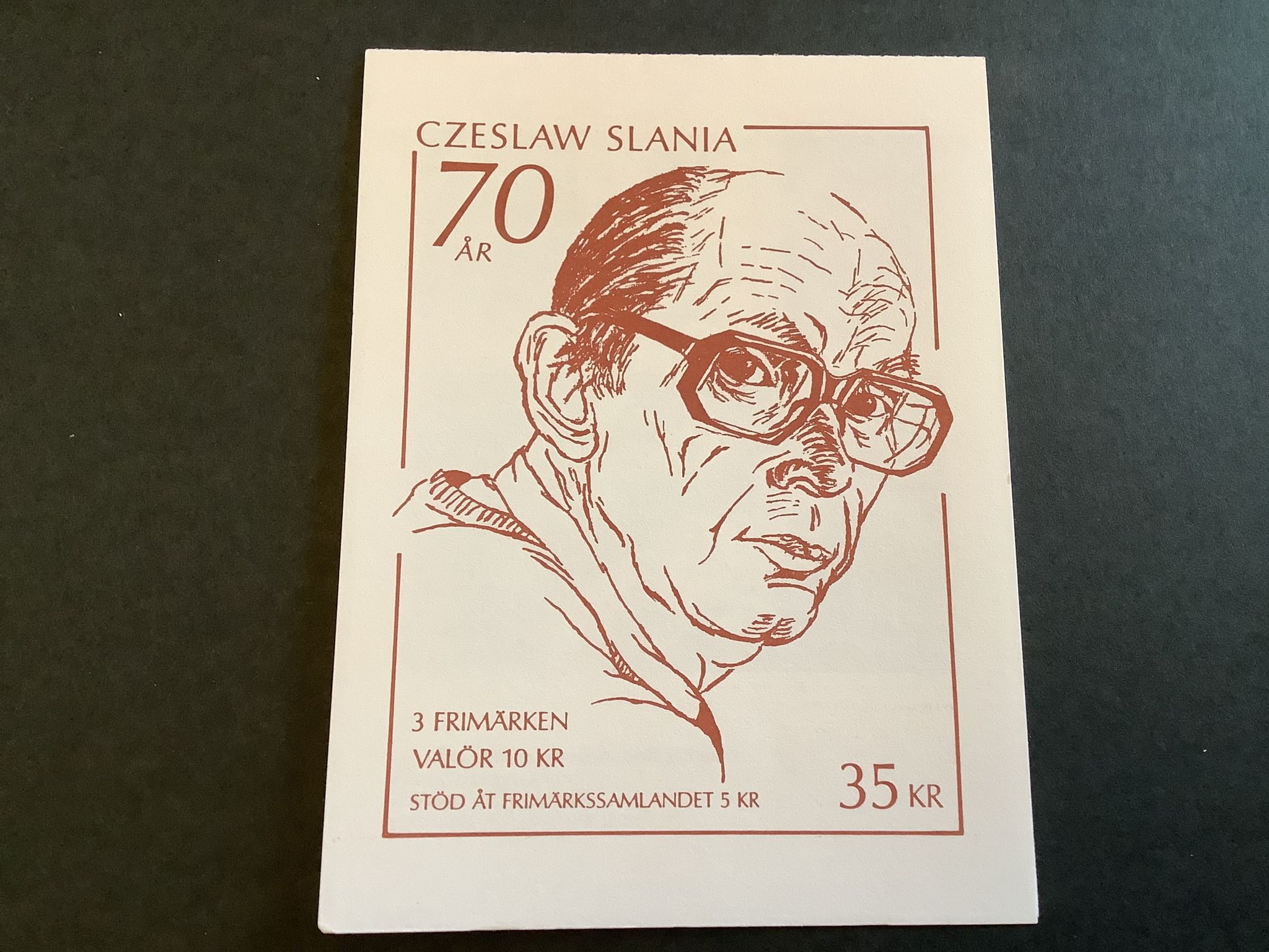 Czeslaw Slania 70 år 1991 postfriskt häfte med cylindersiffra 1
