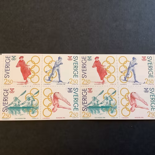 Olympiskt guld I postfriskt häfte med kontrollnummer