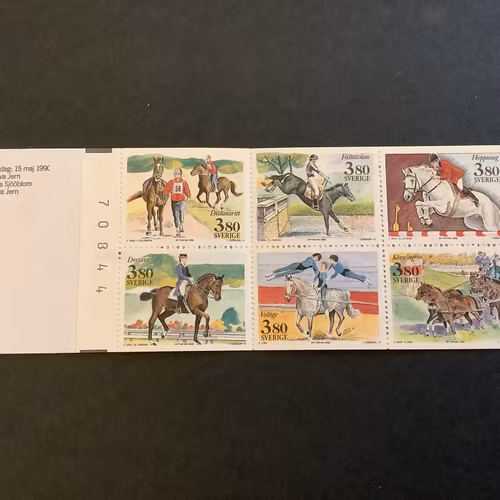 Ryttar VM 1990 postfriskt häfte med kontrollnummer