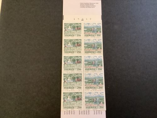 Nationalparker 2 1990 postfriskt häfte med cylindersiffra 1 och kontrollnummer