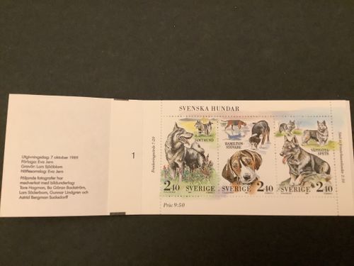 Svenska hundat 1989 postfriskt häfte med cylindersiffra 1