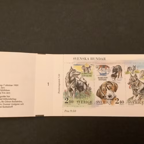 Svenska hundat 1989 postfriskt häfte med cylindersiffra 1