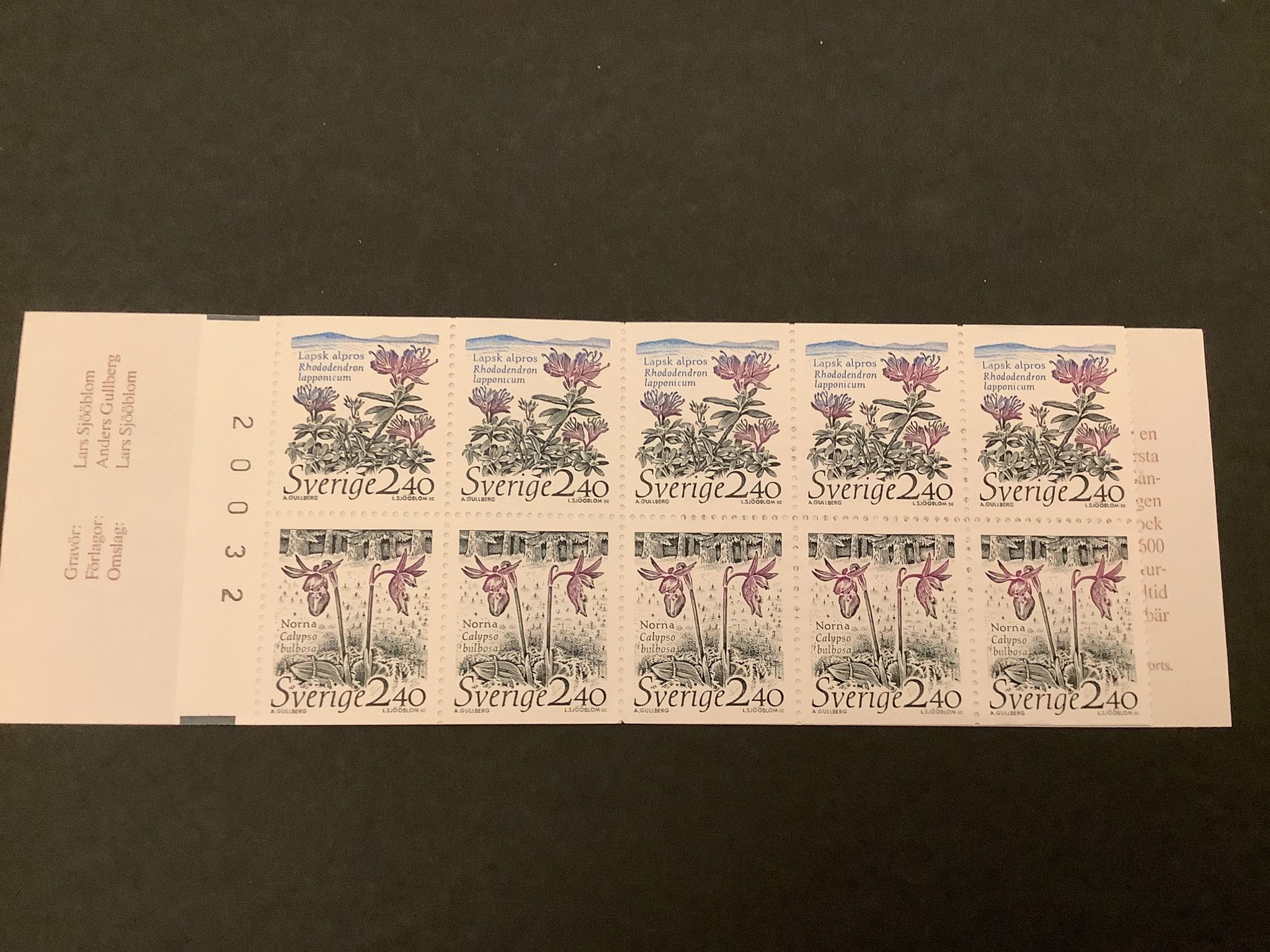 Nationalparker 1 1989 postfriskt häfte med kontrollnummer och ryggtryck