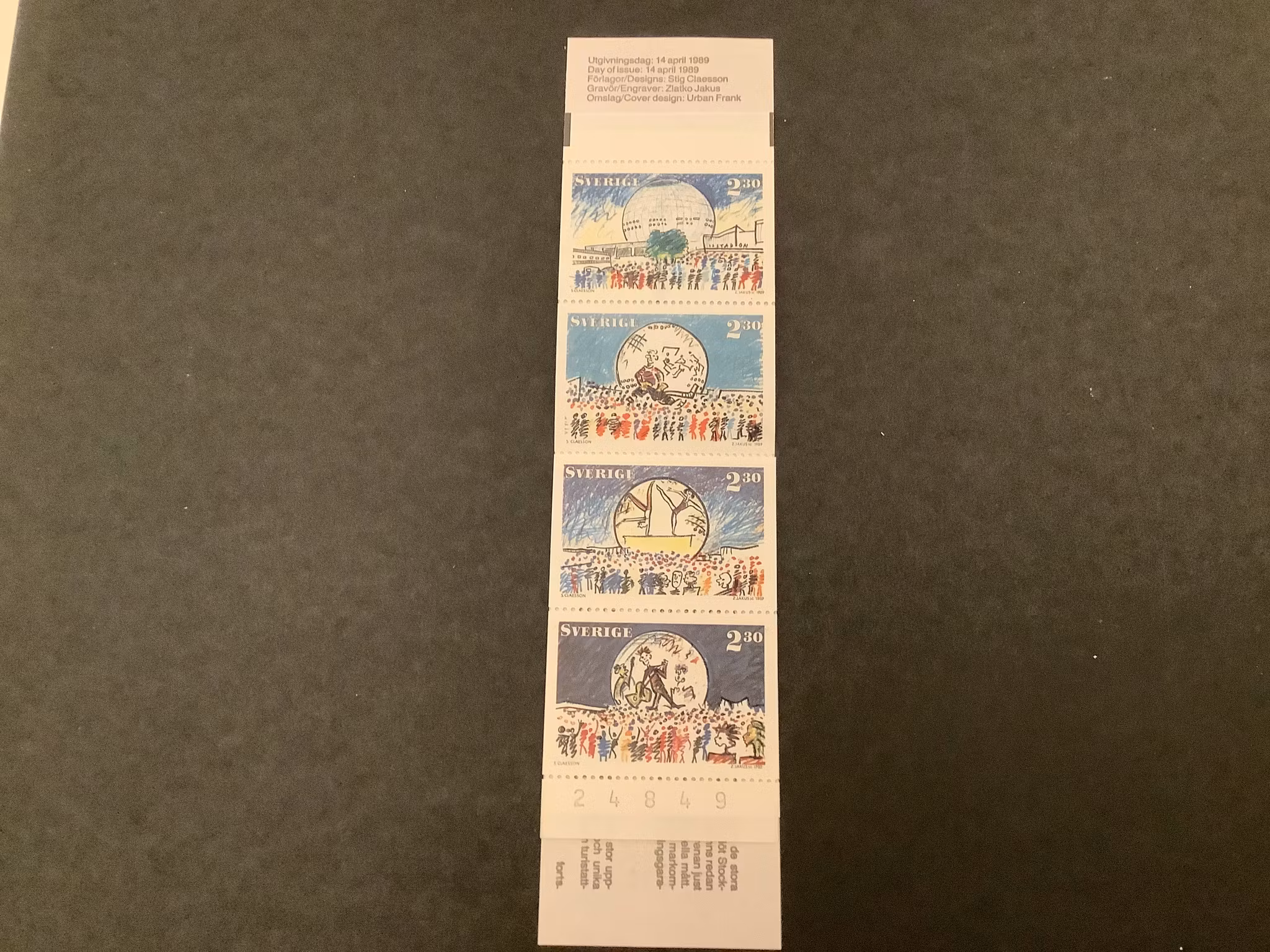 Globen 1989 postfriskt häfte med kontrollnummer