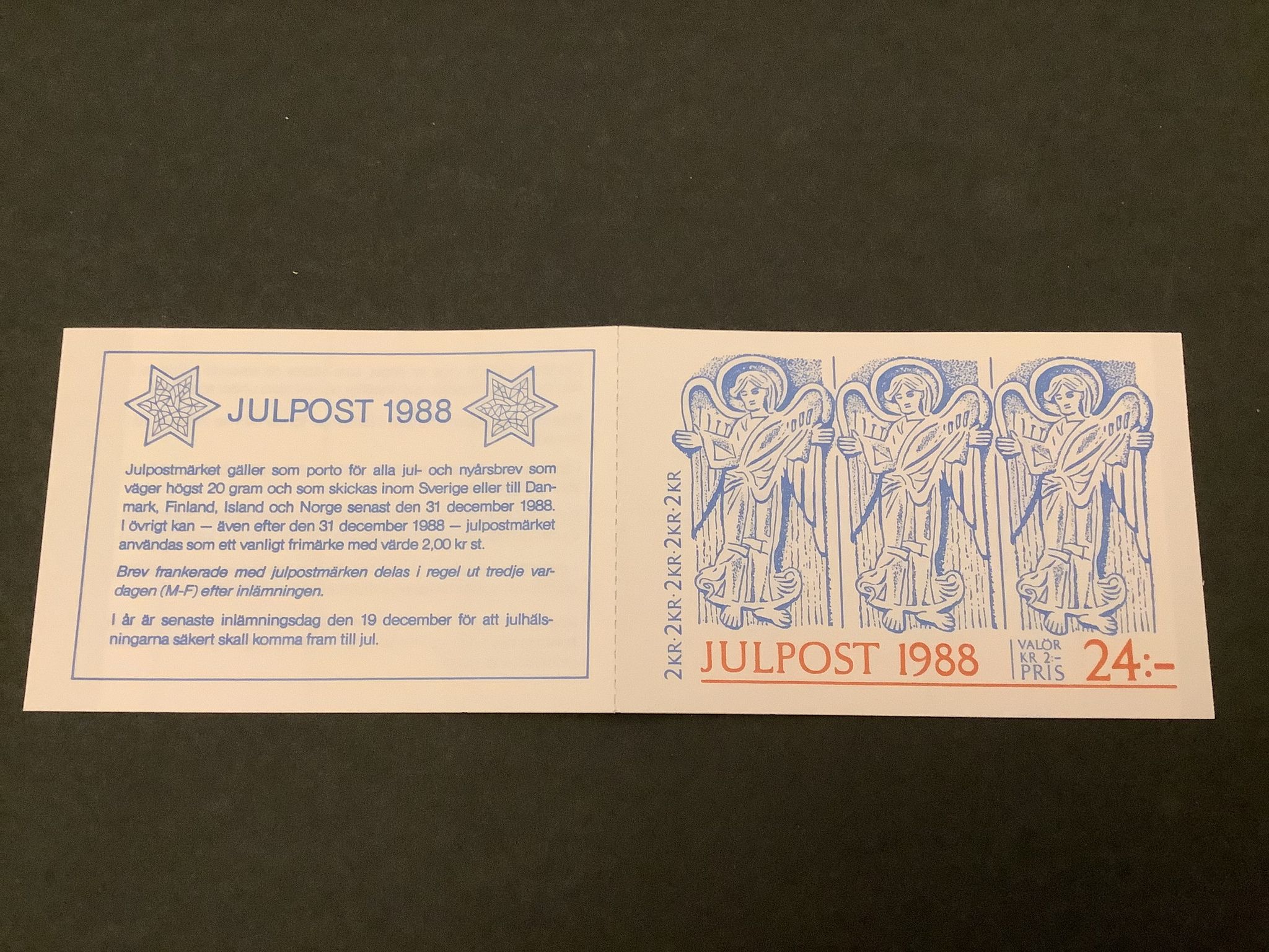 Julpost inrikes 1988 postfriskt häfte