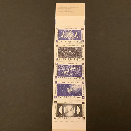 Nobelpristagare atomfysik 1987 postfriskt häfte med cylindersiffra 1