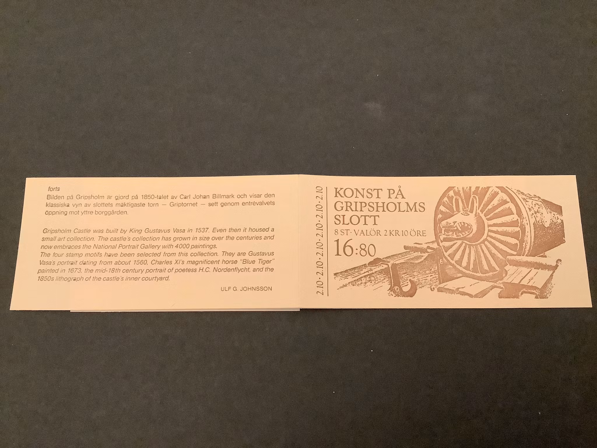 Konst på Gripholms slott postfriskt häfte
