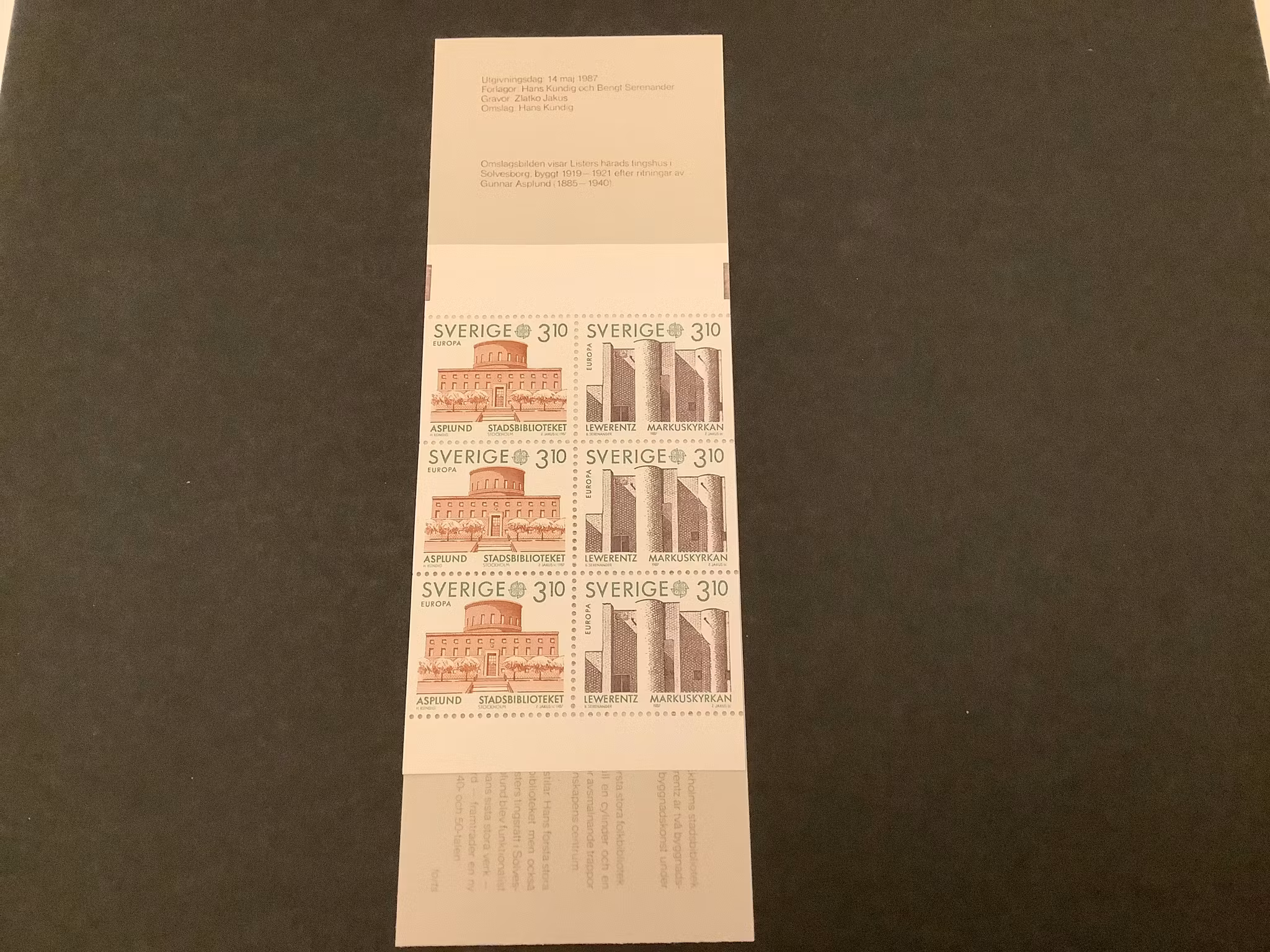 Europa XVI 1987 postfriskt häfte