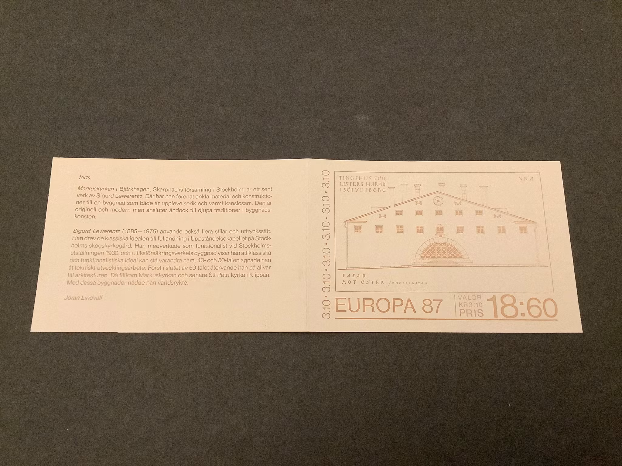 Europa XVI 1987 postfriskt häfte