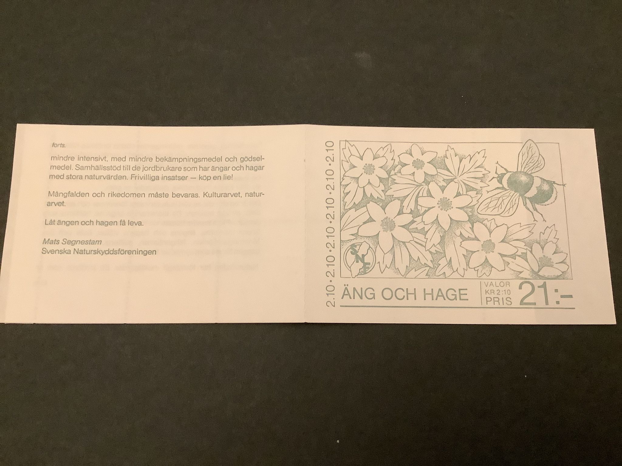 Äng och hage 1987 postfriskt häfte