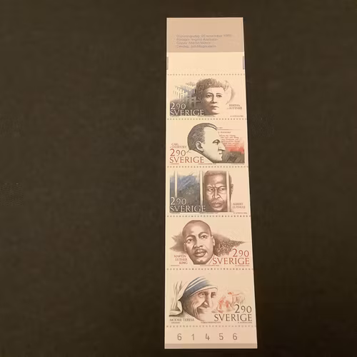 Nobelpristagare fred 1986 postfriskt häfte med kontrollnummer