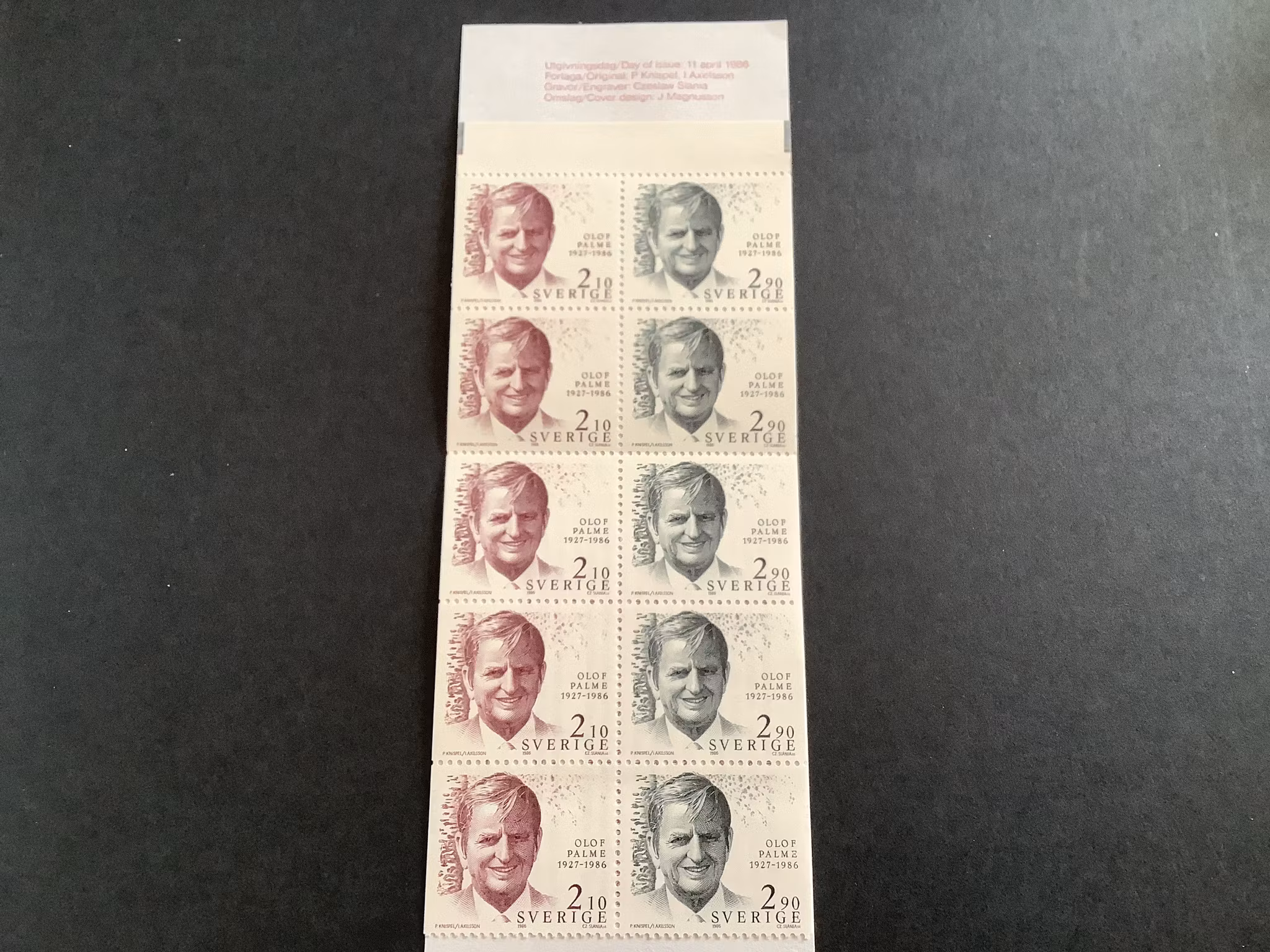 Olof Palme 1986 postfriskt häfte