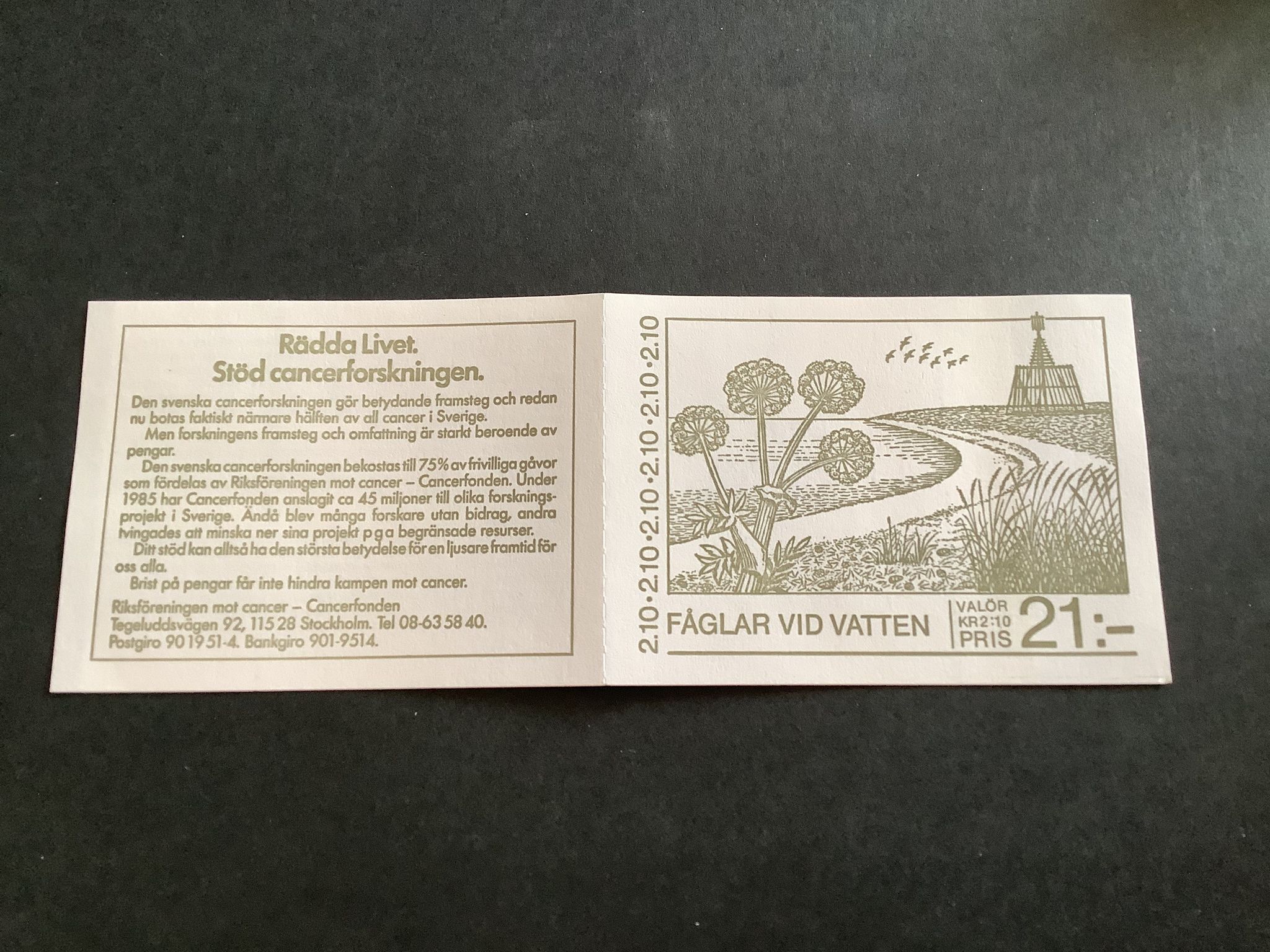 Fåglar vid vatten 1986 postfriskt häfte