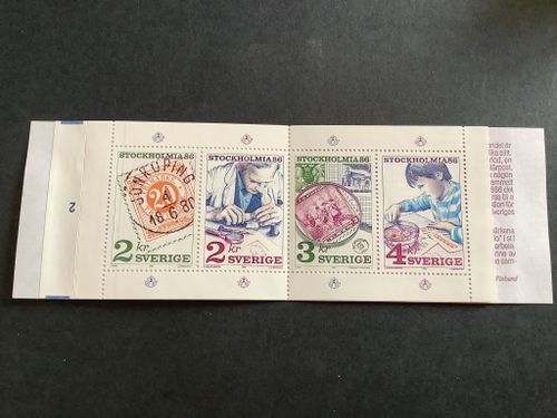 Stockholmia IV 1986 postfriskt häfte med cylindersiffra