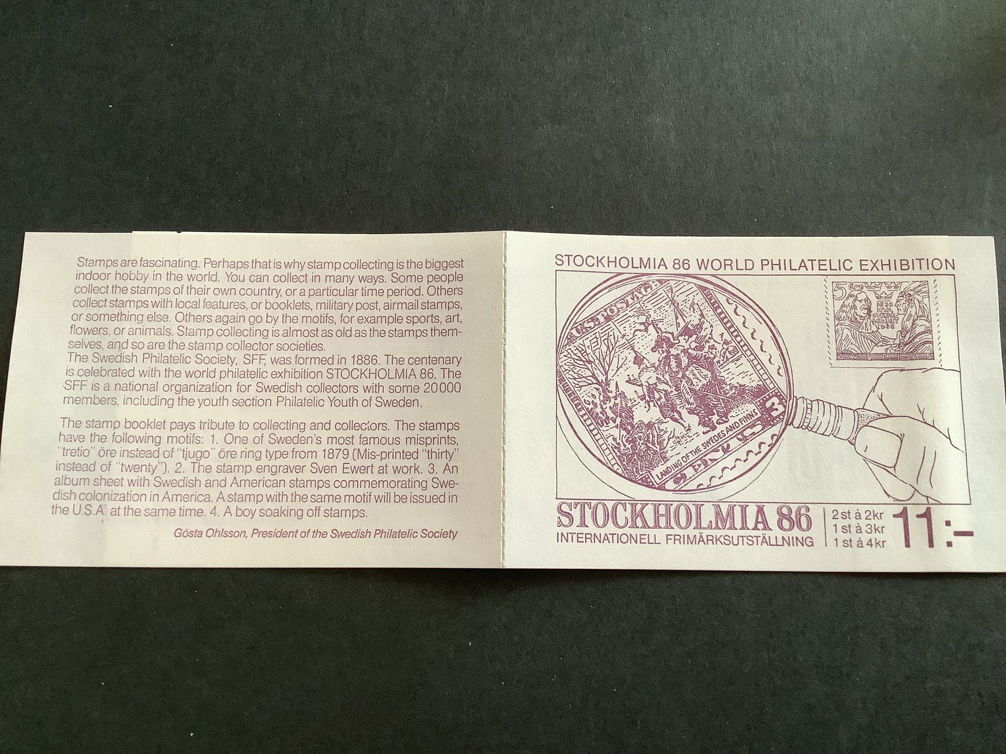 Stockholmia IV 1986 postfriskt häfte med cylindersiffra