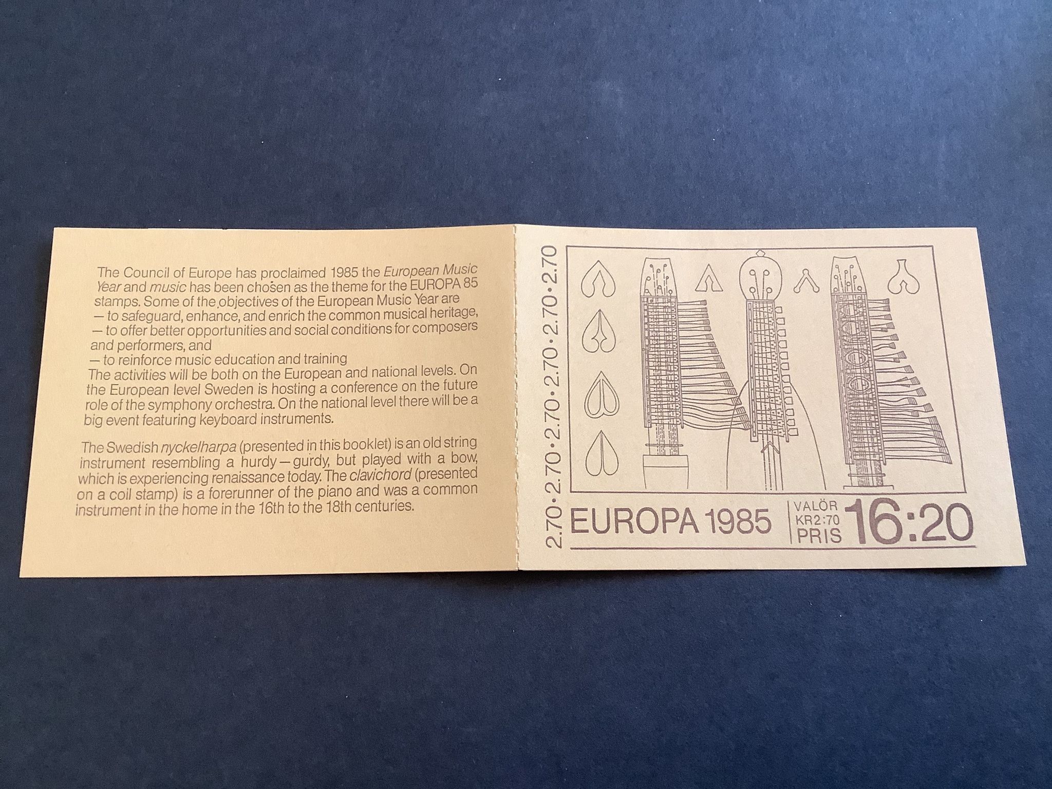 Europa XIV 1985 postfriskt häfte med kontrollnummer.