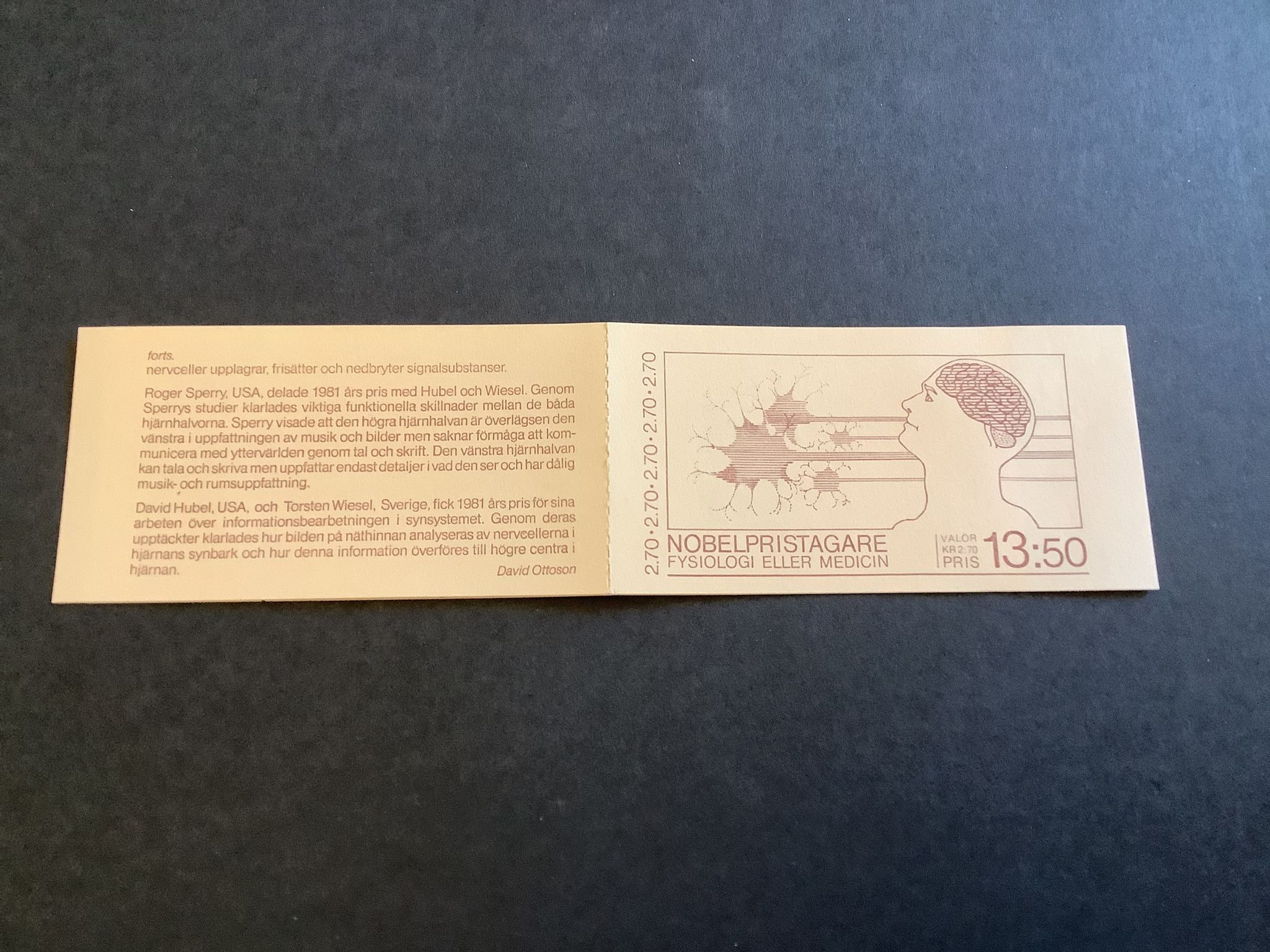 Nobelpristagare fysiologi eller medicin 1984 postfriskt häfte