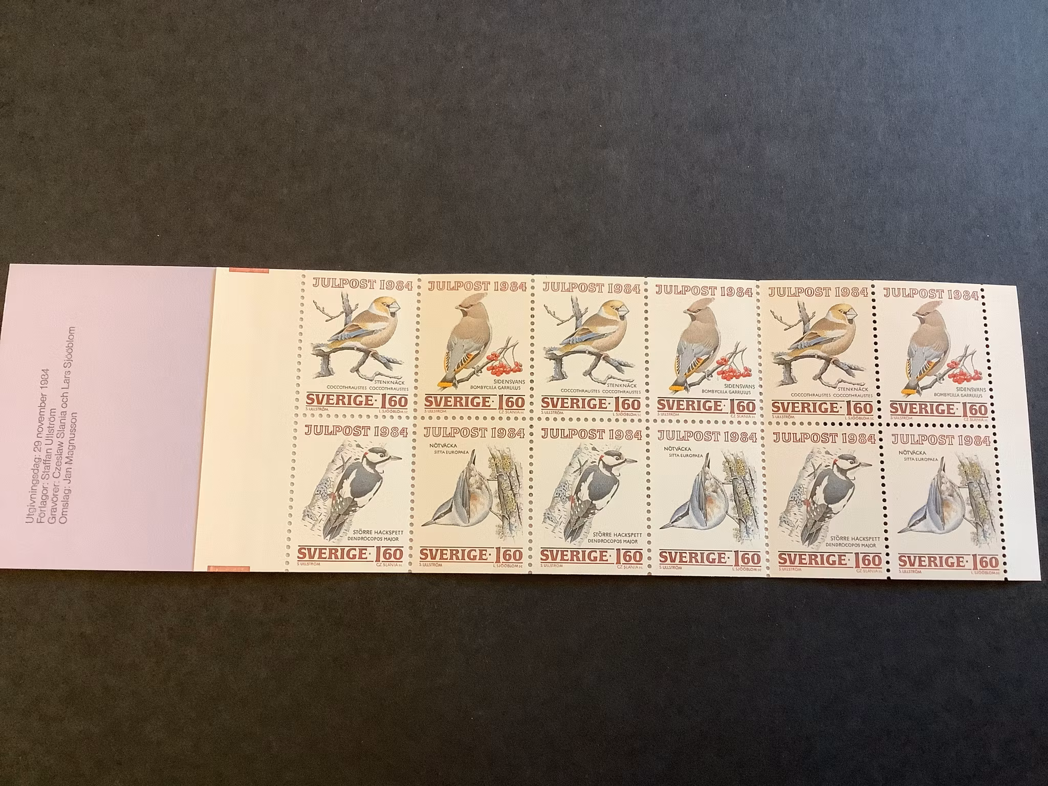 Julpost inrikes 1984 postfriskt häfte