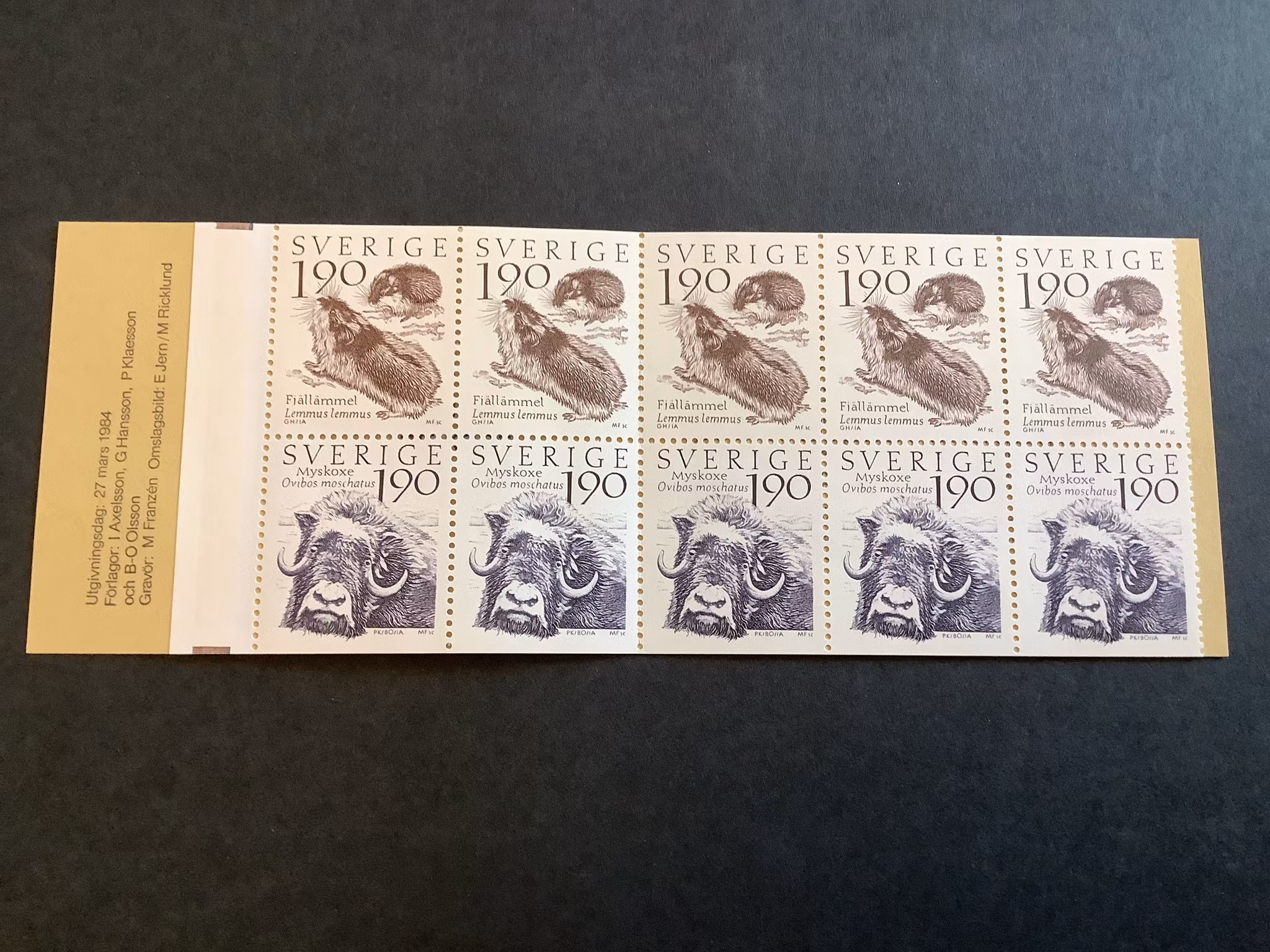 Fjälldjur 1984 postfriskt häfte