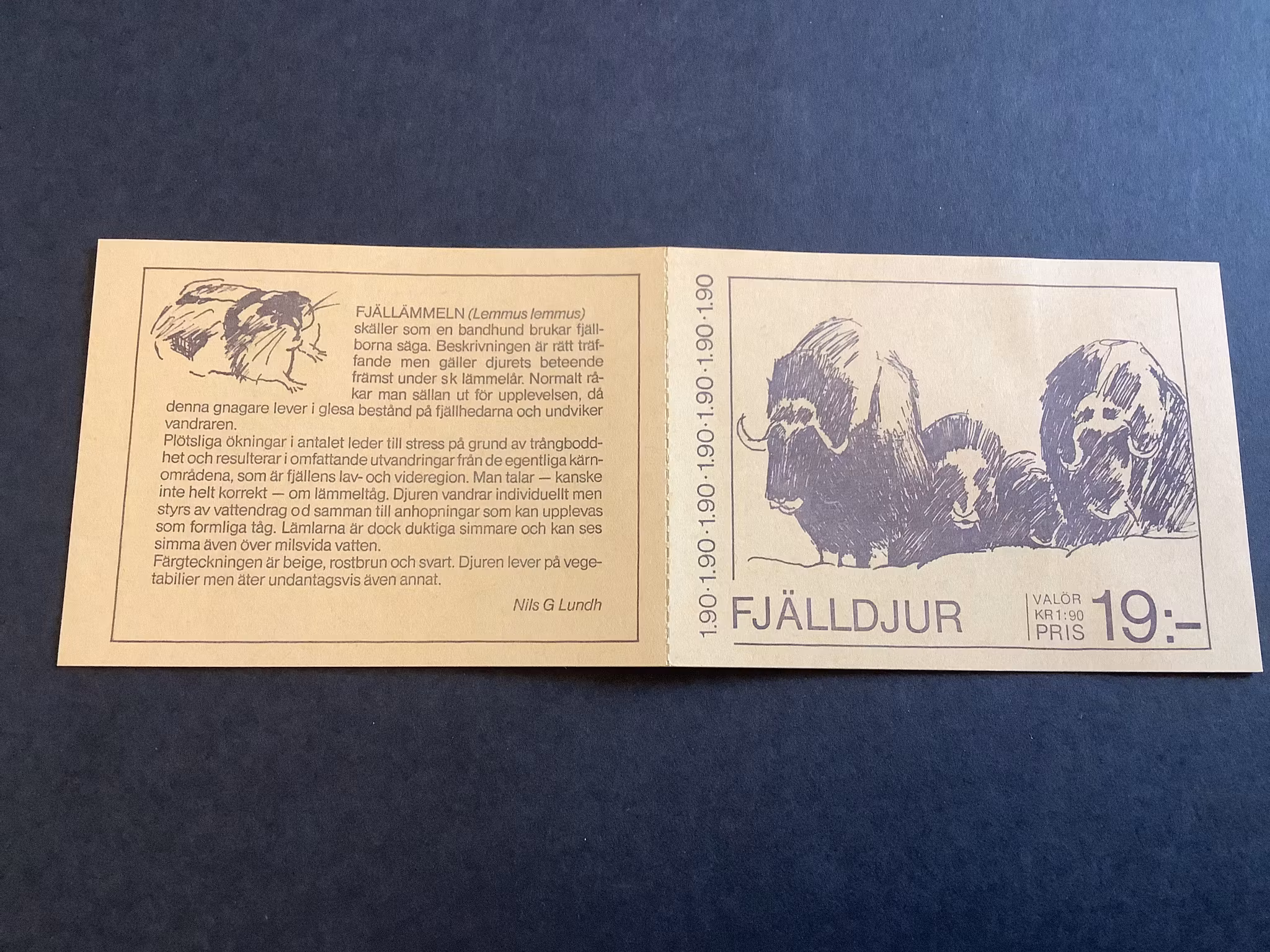 Fjälldjur 1984 postfriskt häfte