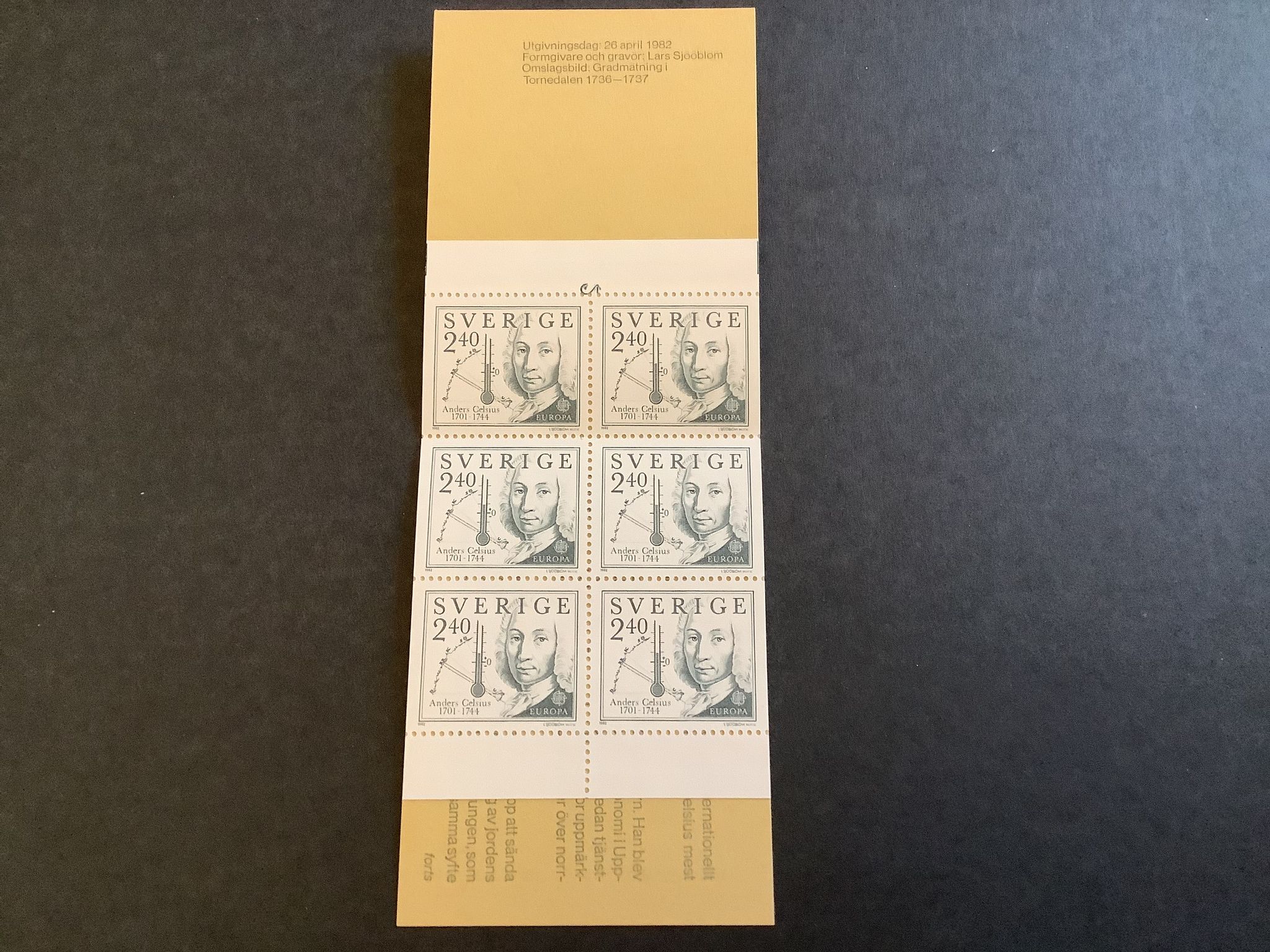 Europa XI 1982 postfriskt häfte med cylindersiffra 2