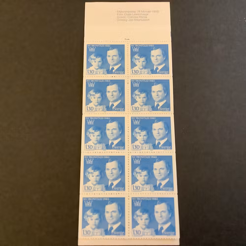 Ny tronföljd 1980 postfriskt häfte med cylindersiffra 1