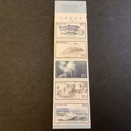 Havsforskning 1979 postfriskt häfte med kontrollnummer och cylindersiffra 1