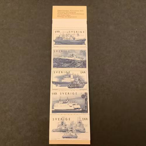 Sjöfart 1974 postfriskt häfte med ryggtryck