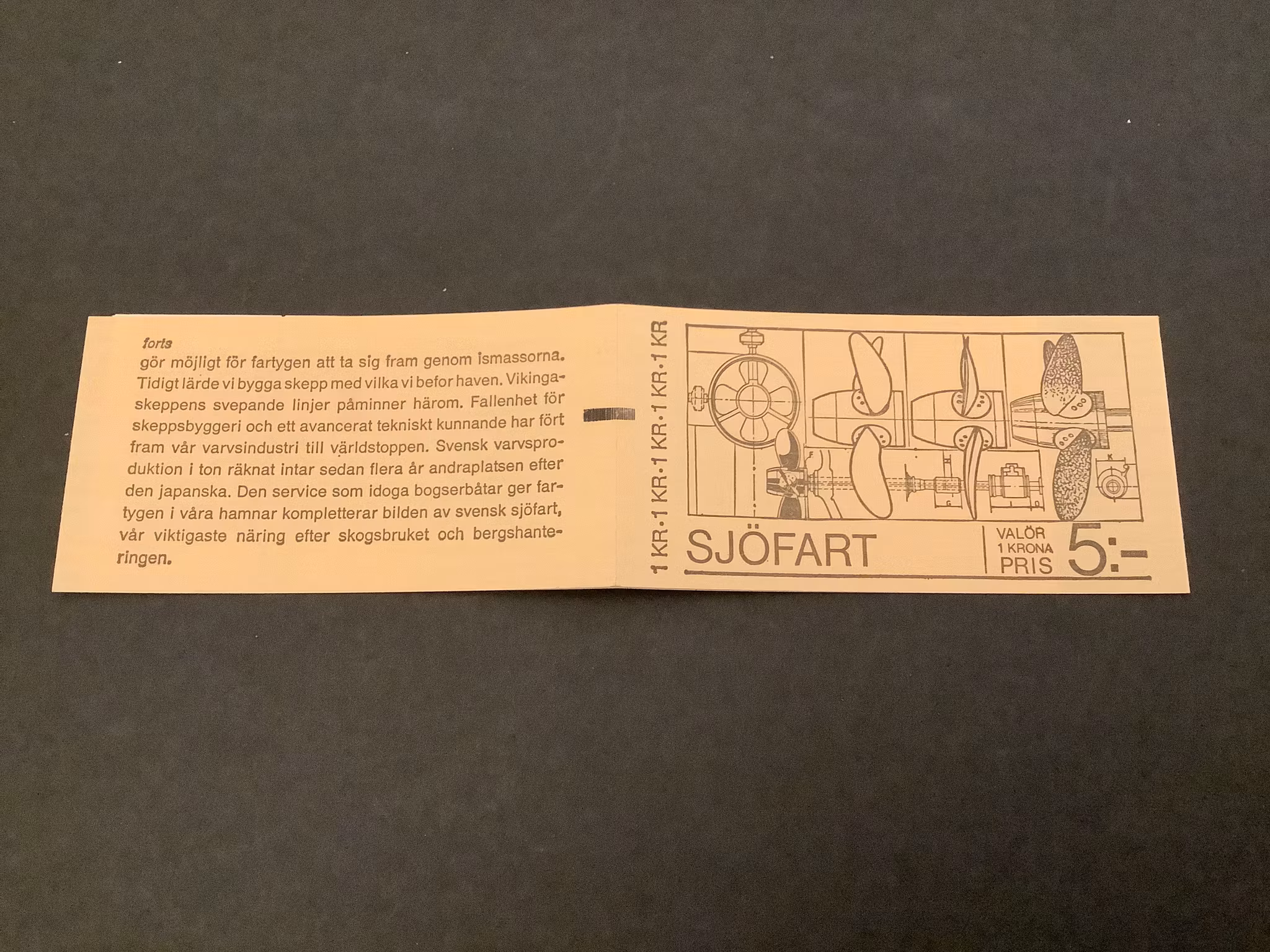 Sjöfart 1974 postfriskt häfte med ryggtryck
