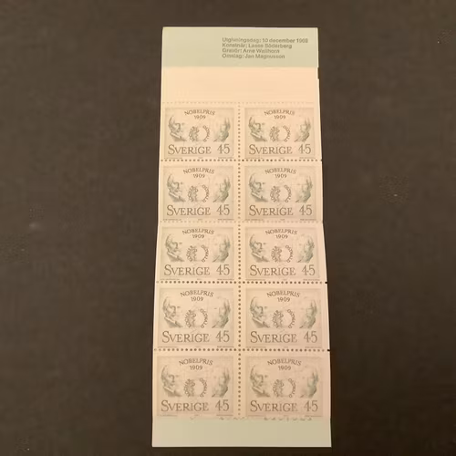 Nobelpristagare 1909 postfriskt häfte