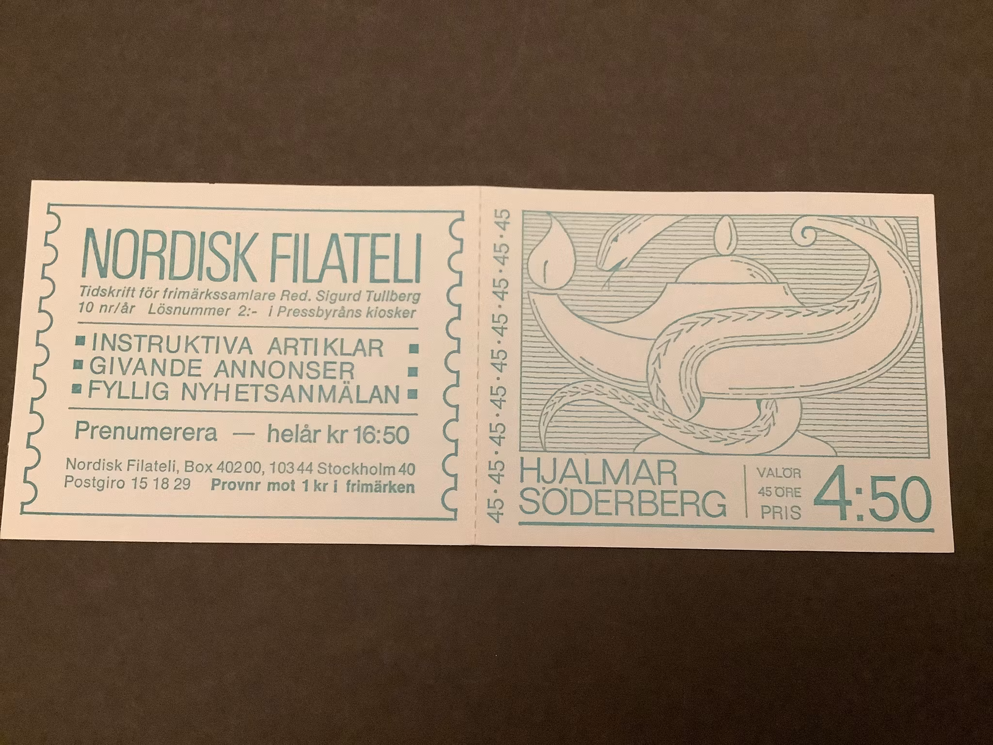 Hjalmar Söderberg 1969 postfriskt häfte