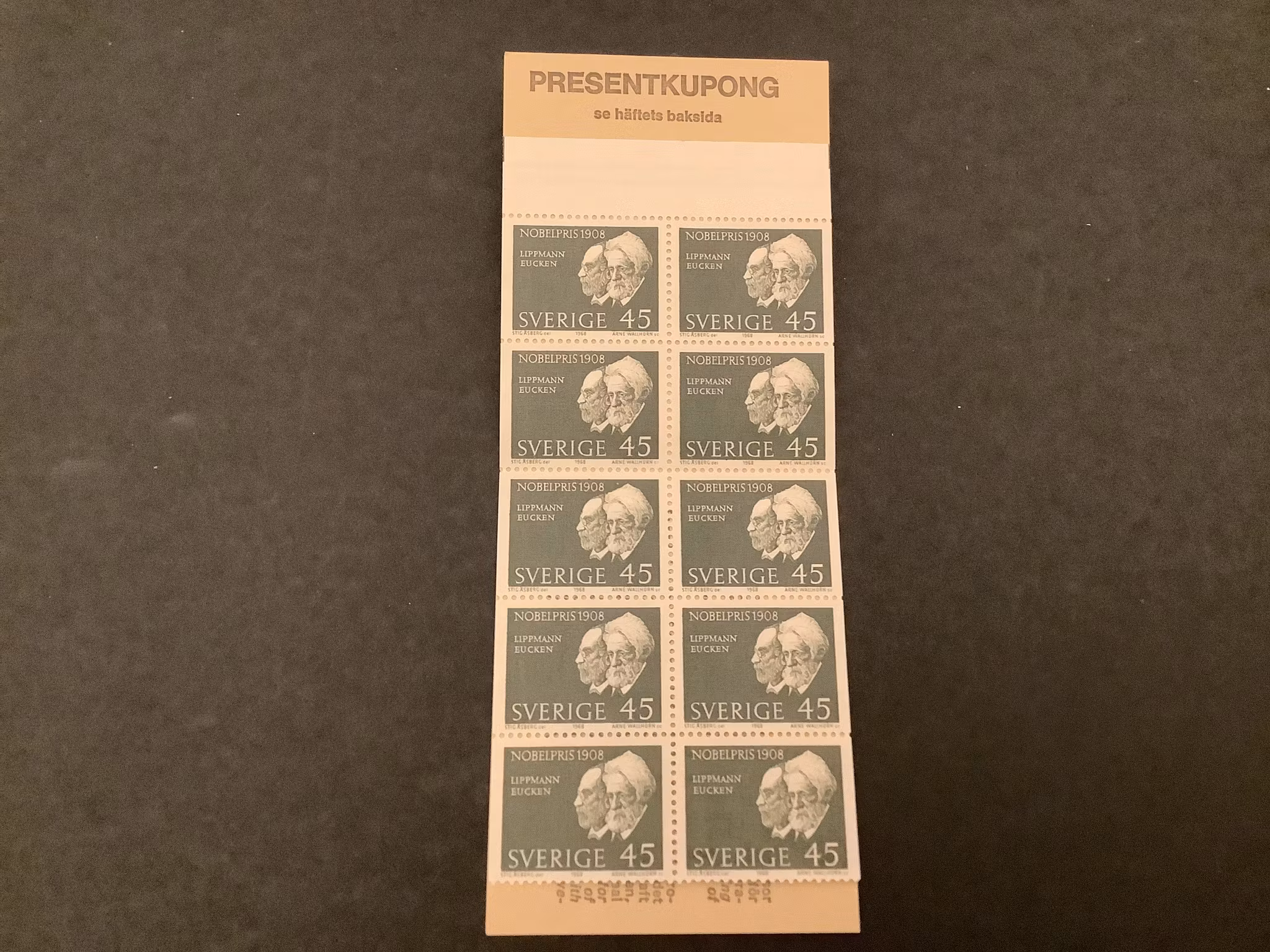 Nobelpristagare 1908 postfriskt häfte