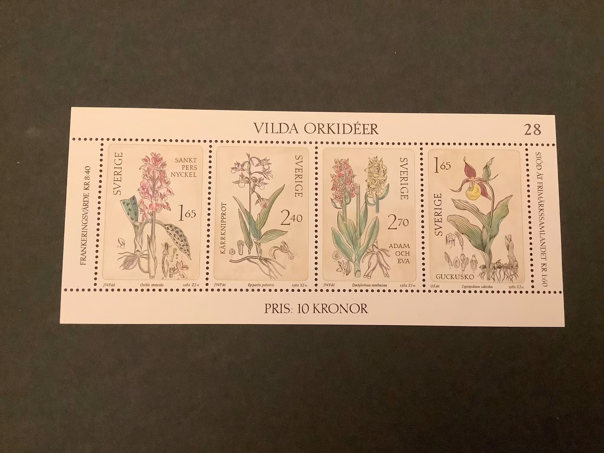 Vilda orkideer facit nr 1222-1225 postfriskt block