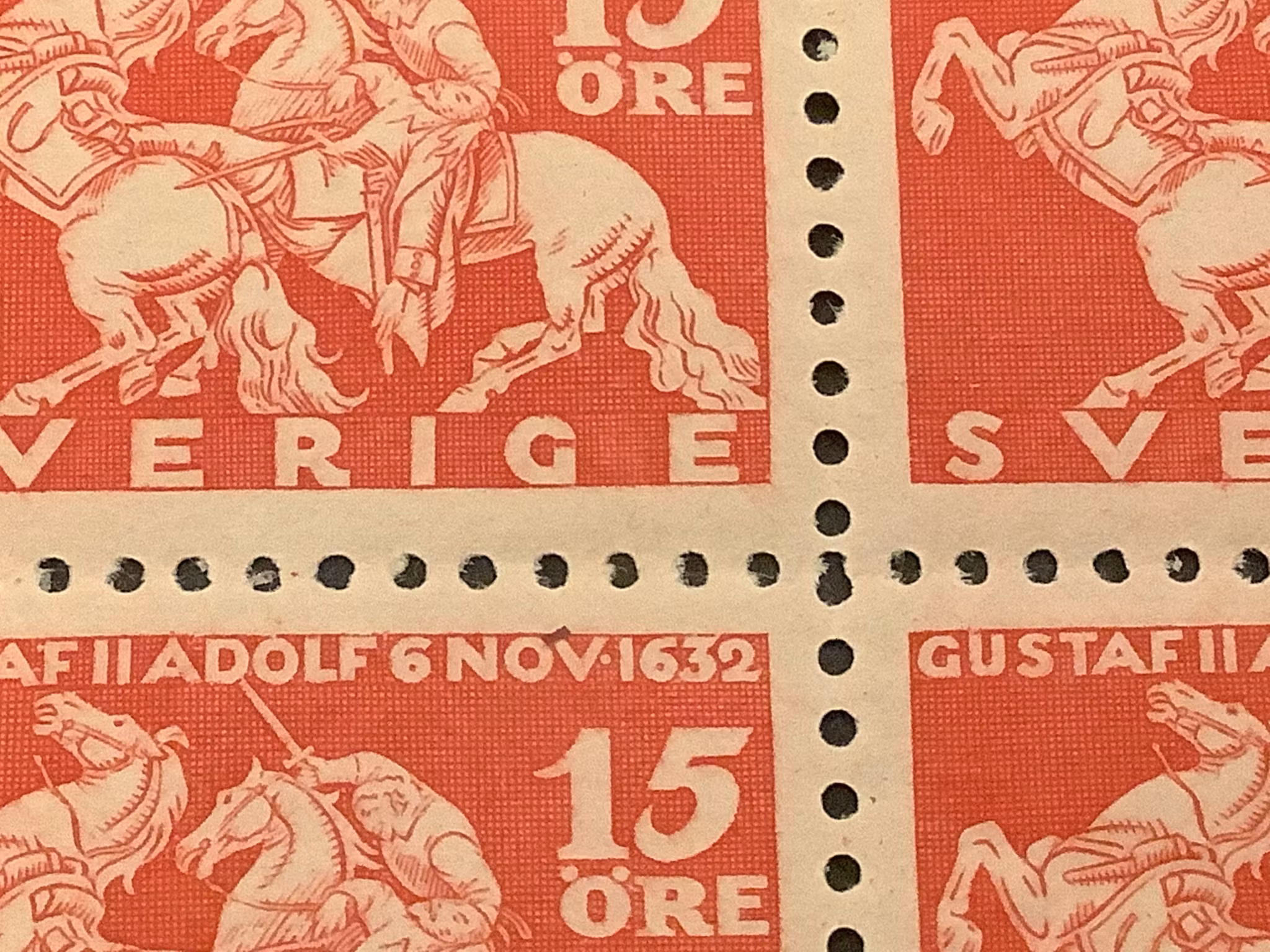 Lützen facit nr 235 C postfriskt 4-block med plåtsår
