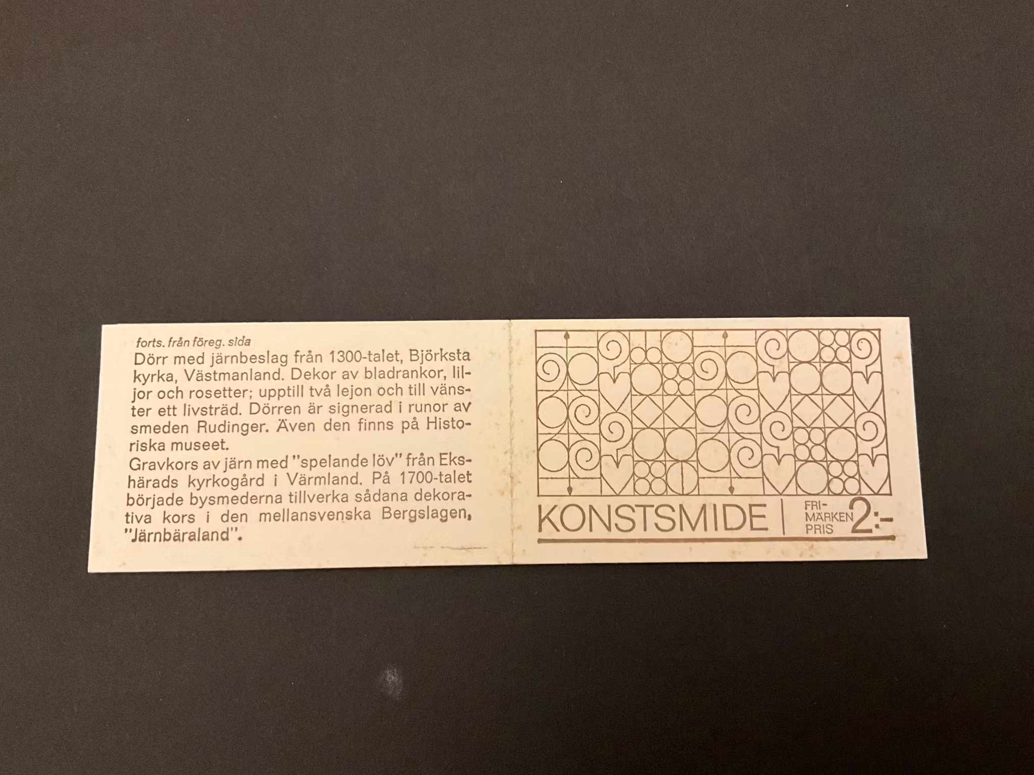 Konstsmide postfriskt häfte med kontrollnummer