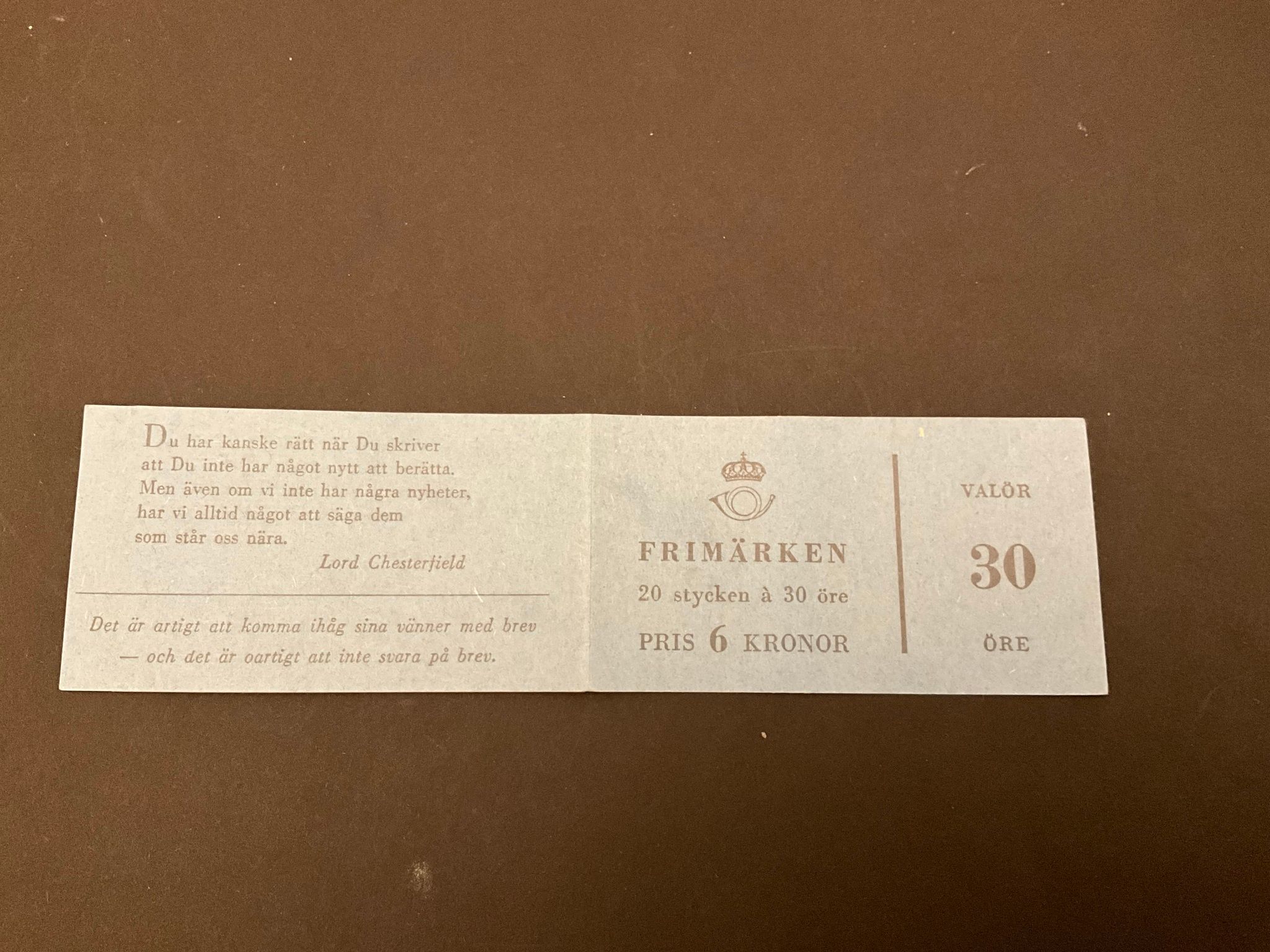 Gustaf VI Adolf typ II postfriskt häfte